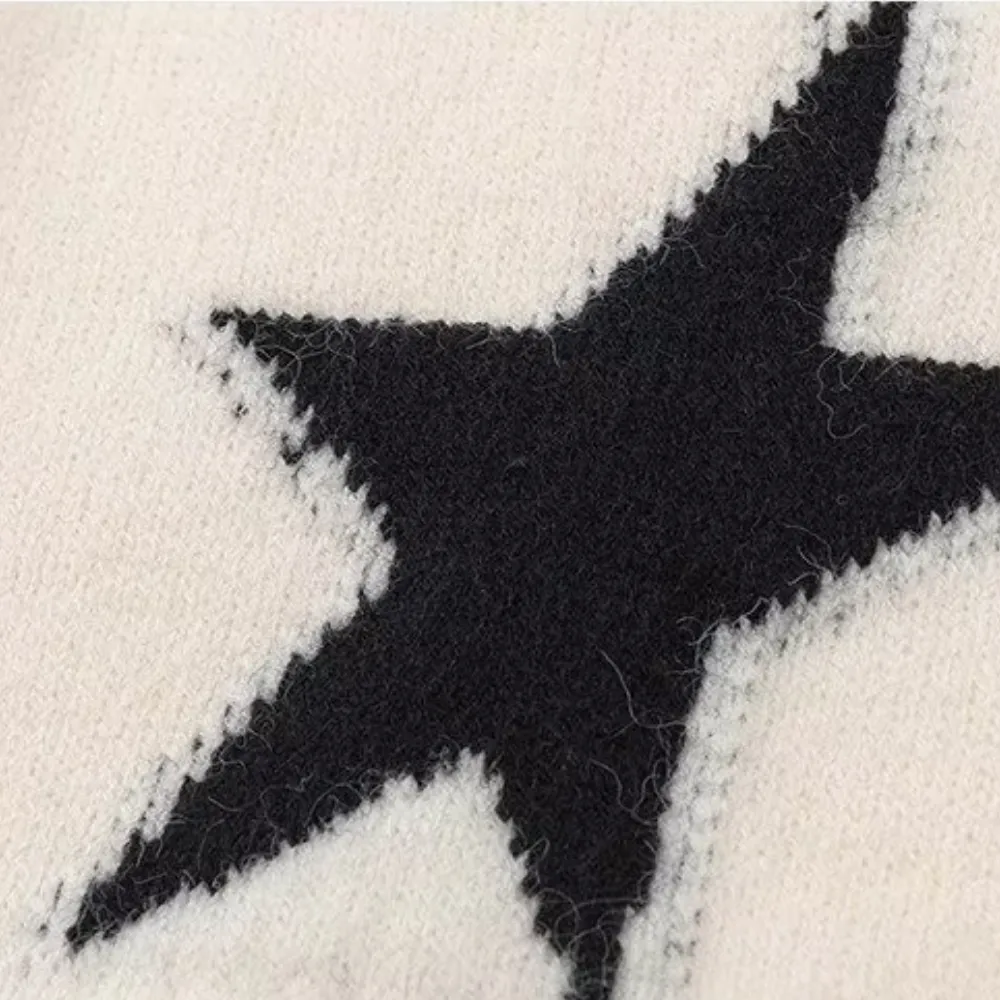 Women's Irregular Zipper Star Sweater