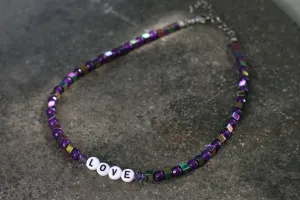 Women's Jade "LOVE" gemstone beaded Choker