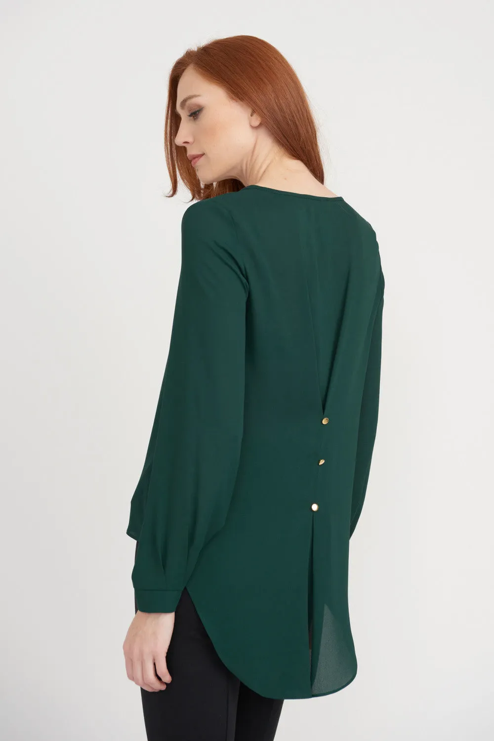 Women's Joseph Ribkoff | Breezy Pleated Accent Dress Blouse | Pine