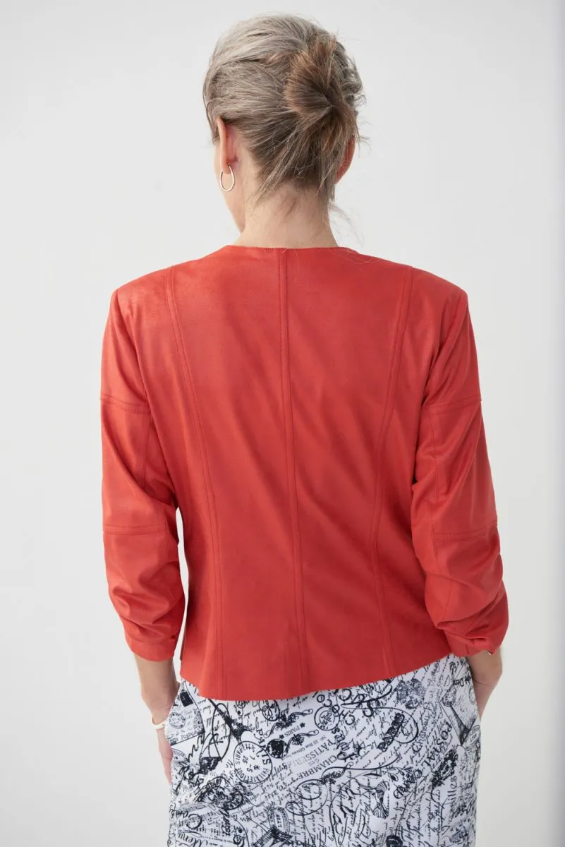Women's Joseph Ribkoff | Metallic Accent Faux Suede Jacket | Red