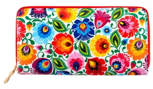 Women's Large Polish Folk Art Zip Around Wallet