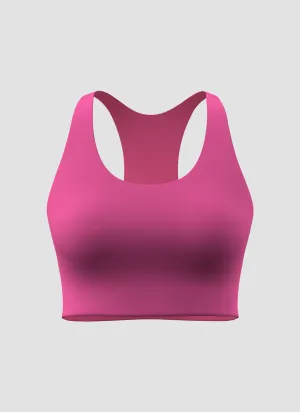 Women's Long Line Padded Crop - Hot Pink