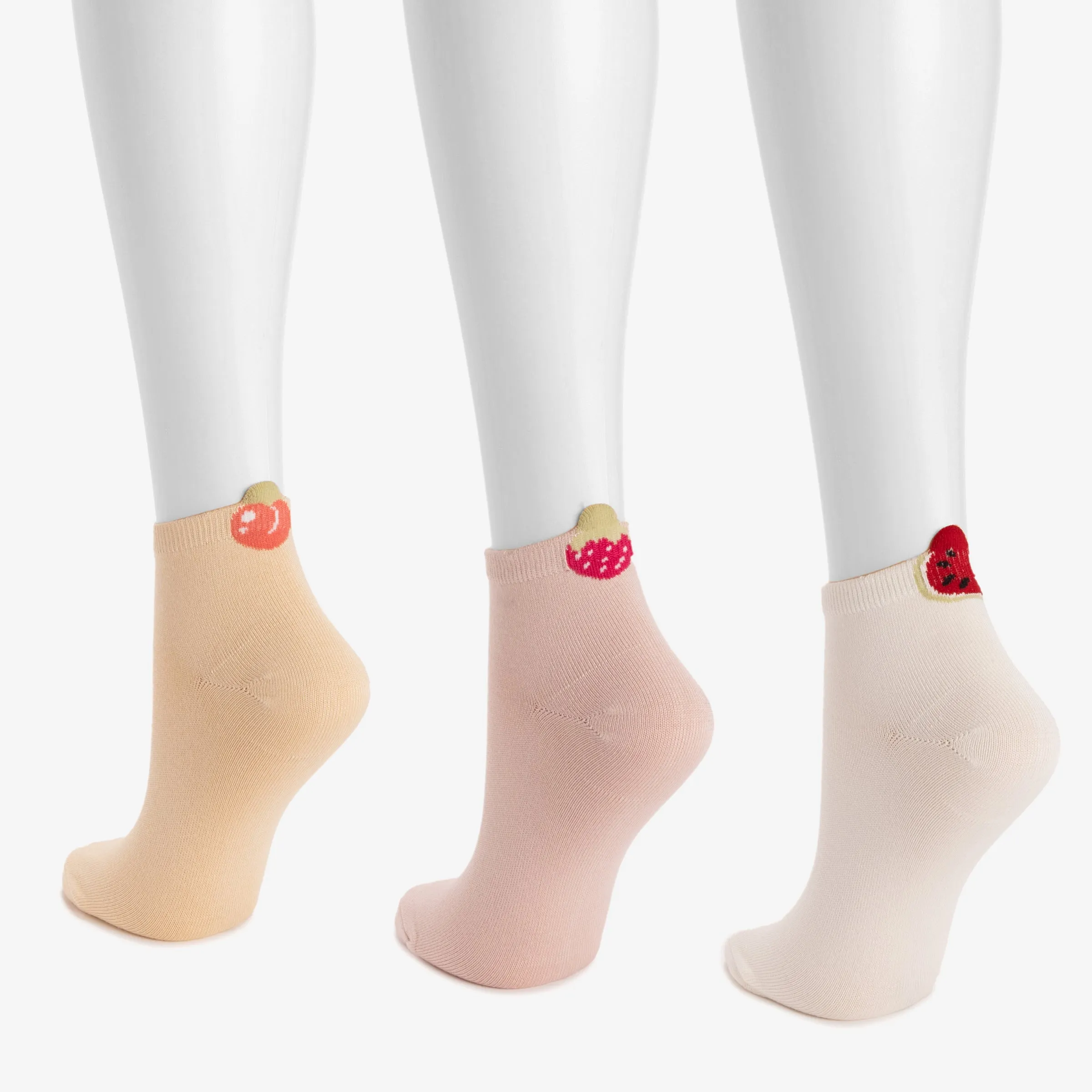 Women's Luxe 3 Pair Pack Whisper Soft 3D Fruit Ankle Socks