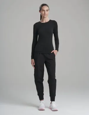 Womens Luxe Long Sleeve Underscrub Shirt - Black
