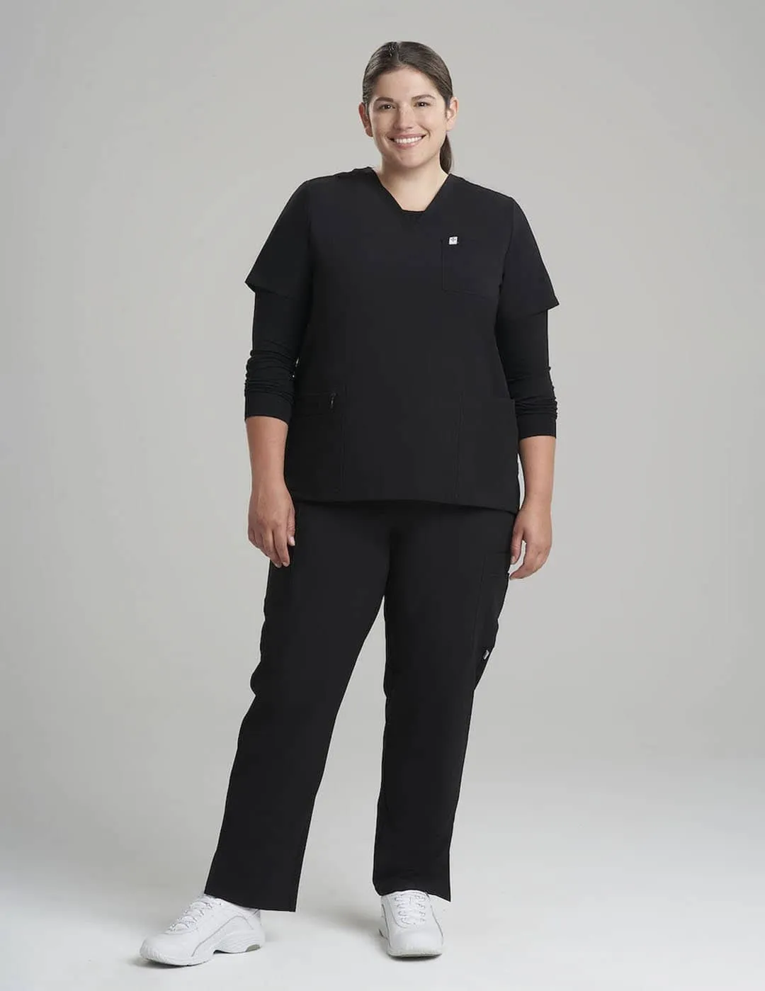 Womens Luxe Long Sleeve Underscrub Shirt - Black