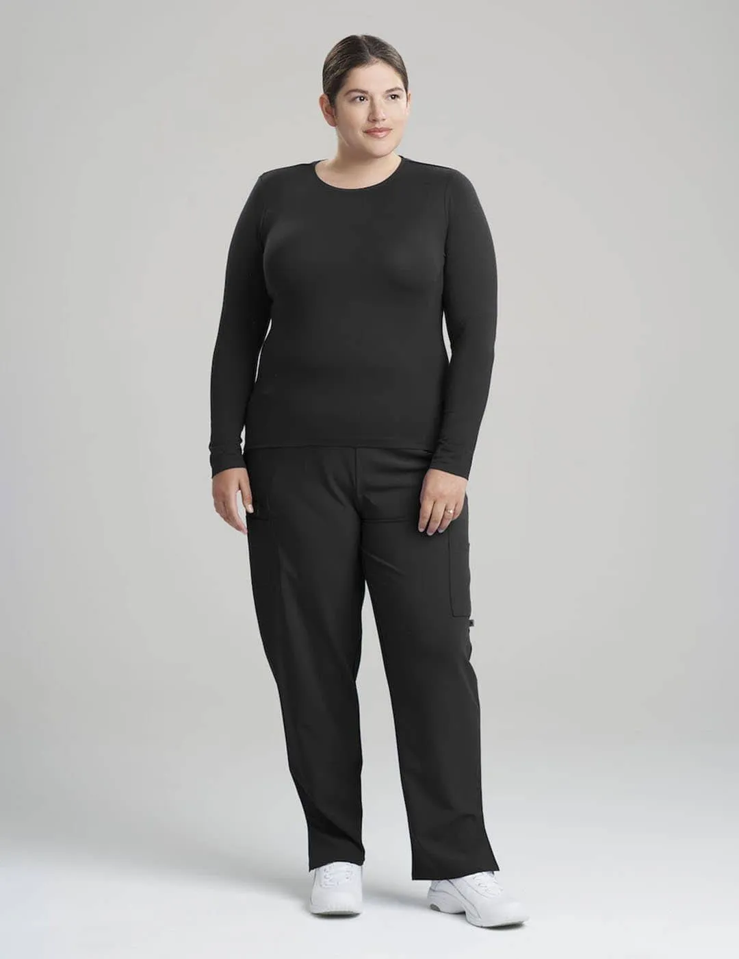 Womens Luxe Long Sleeve Underscrub Shirt - Black