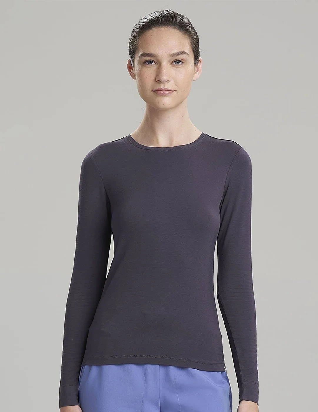 Womens Luxe Long Sleeve Underscrub Shirt - Gray