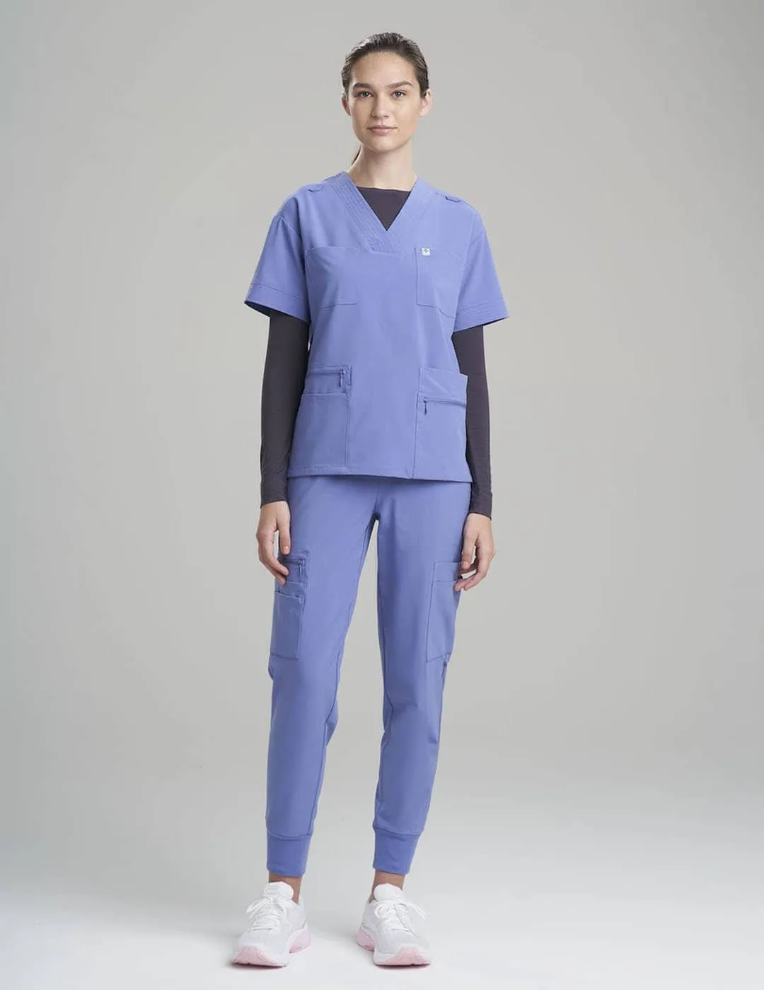 Womens Luxe Long Sleeve Underscrub Shirt - Gray