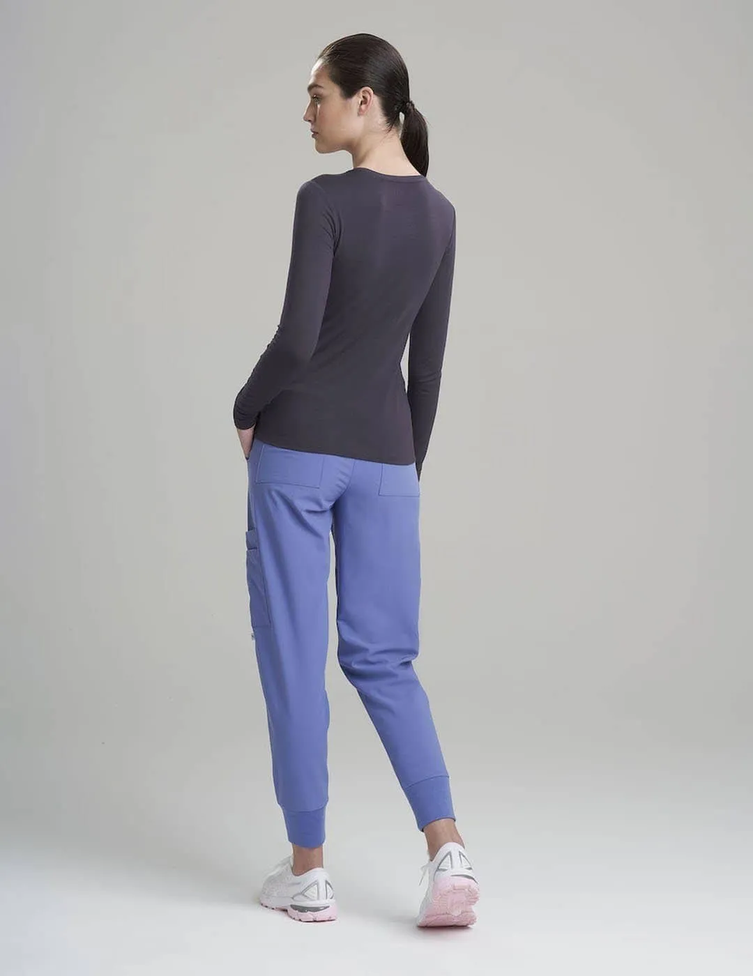 Womens Luxe Long Sleeve Underscrub Shirt - Gray