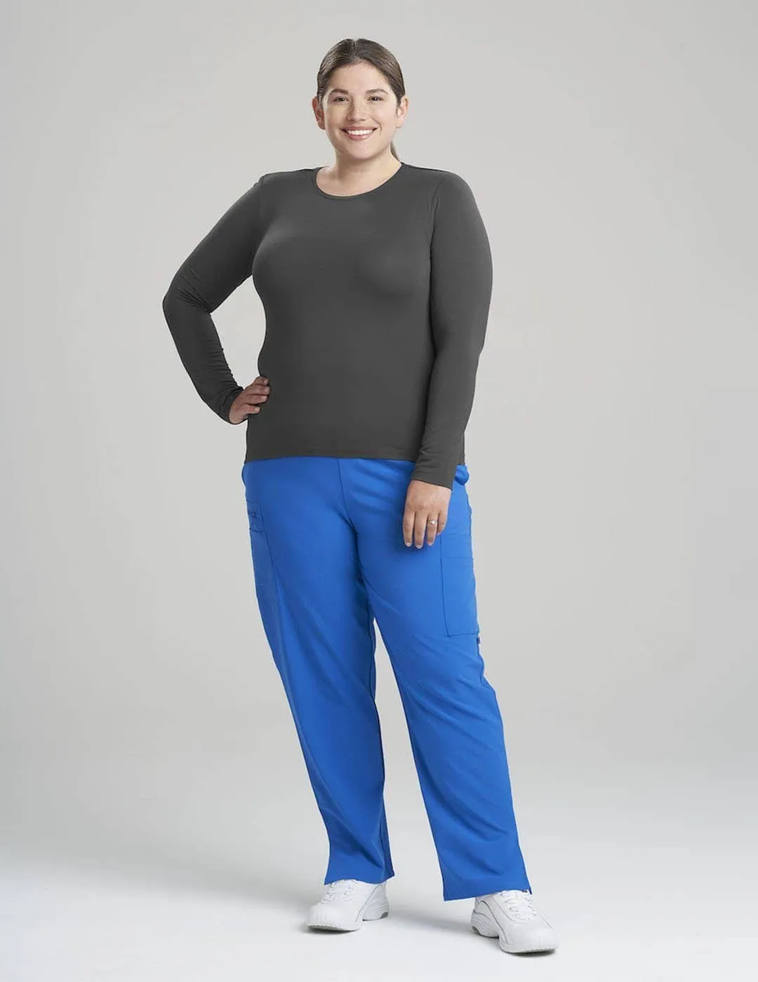 Womens Luxe Long Sleeve Underscrub Shirt - Gray