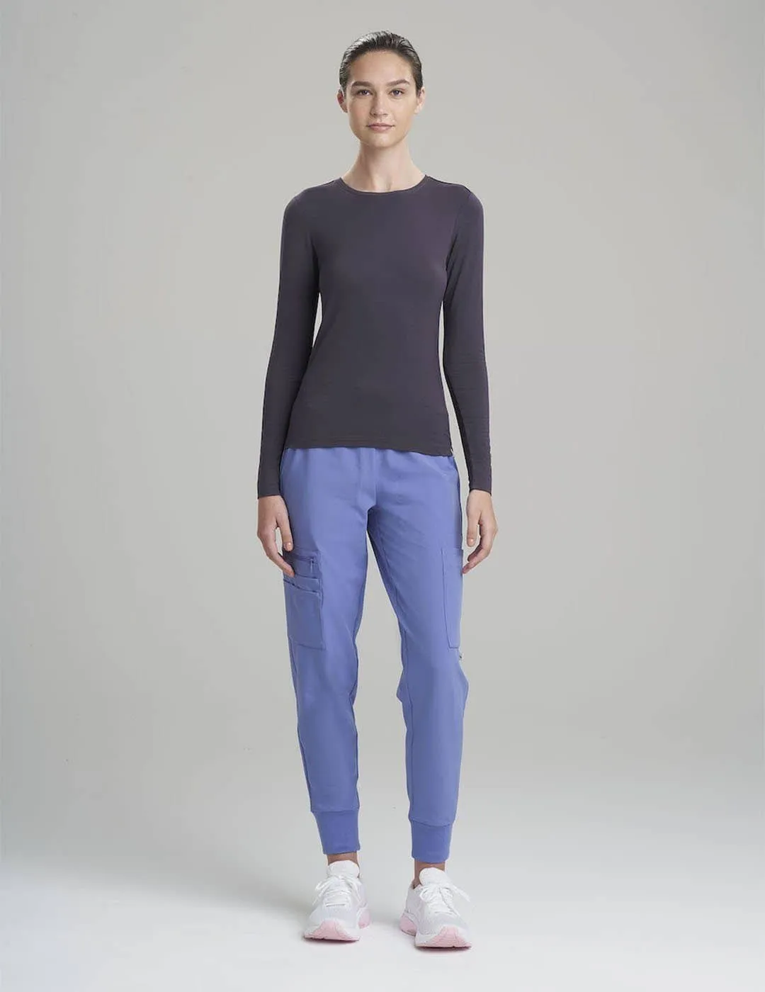 Womens Luxe Long Sleeve Underscrub Shirt - Gray