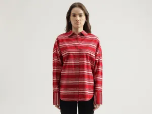 Women's Regular Fit Spread Collar Striped Shirt