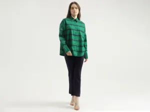 Women's Regular Fit Spread Collar Striped Shirt