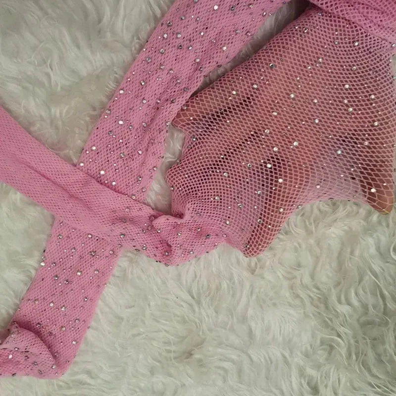 Women's Rhinestone Fishnet Tights - Shiny Stockings