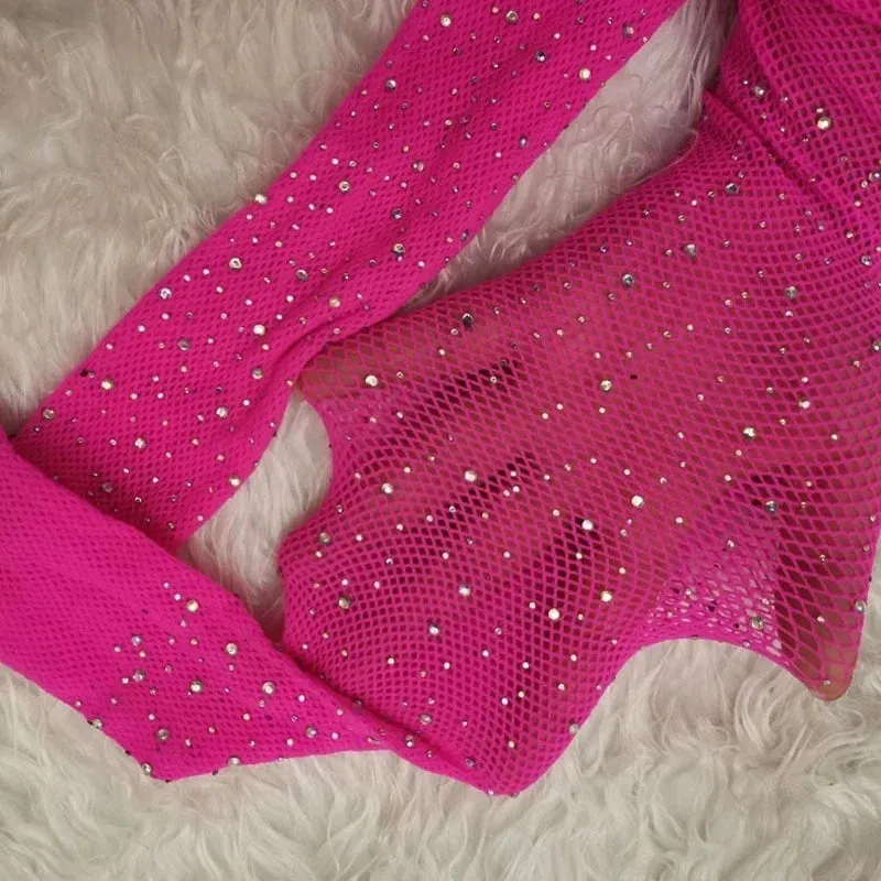 Women's Rhinestone Fishnet Tights - Shiny Stockings