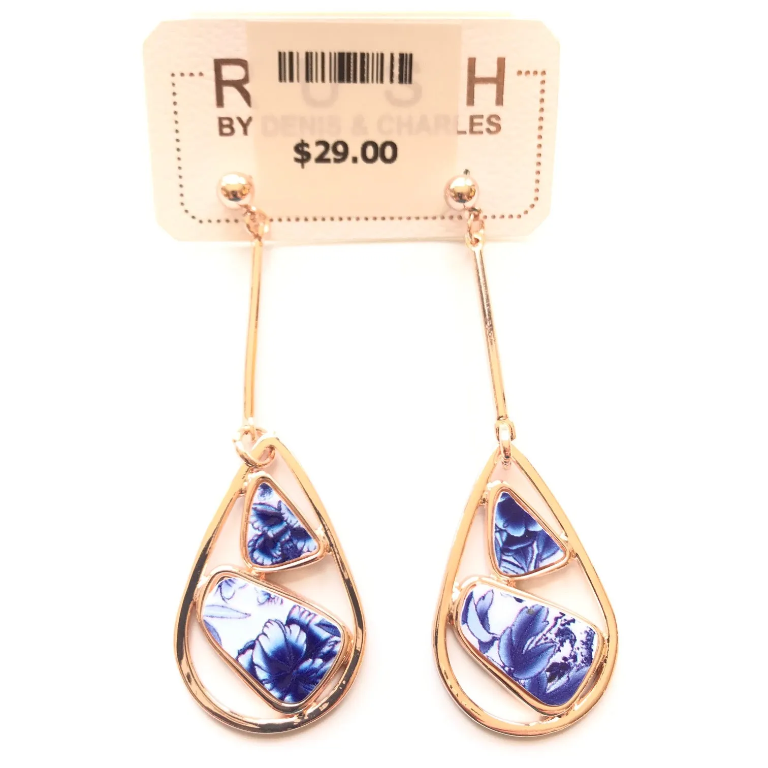 Women's RUSH by Denis & Charles | Tear Drop Earrings | Blue White