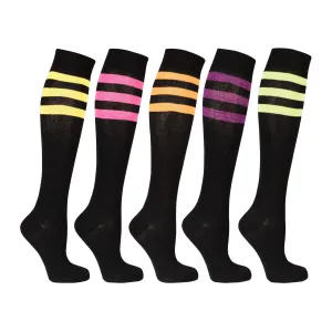 Women's Shiny Dark Stripe Knee High Socks Set