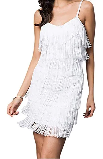 Women's Short All-Over Fringe Flapper Dress