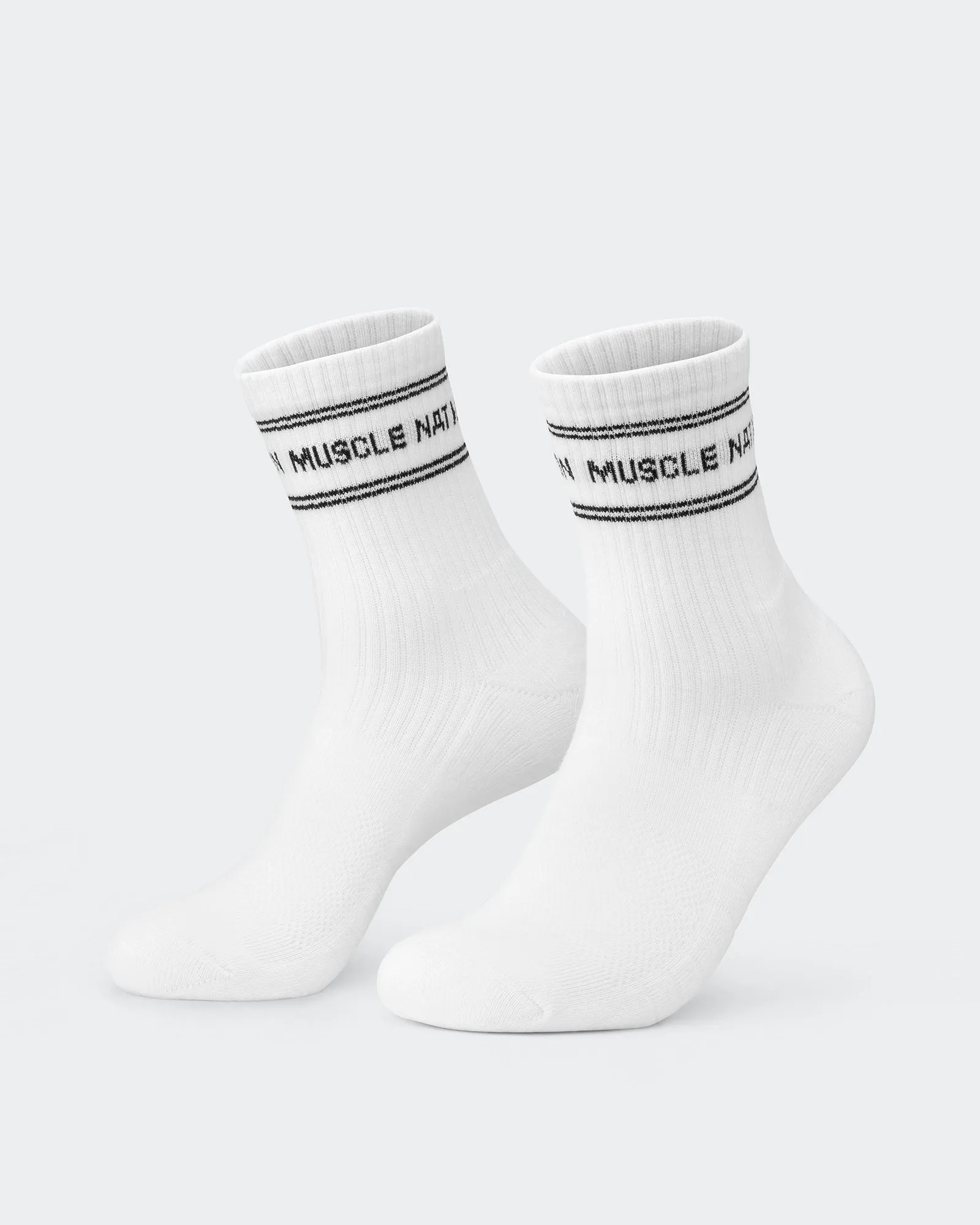 Womens Stripe Crew Sock (2x Pack) - White