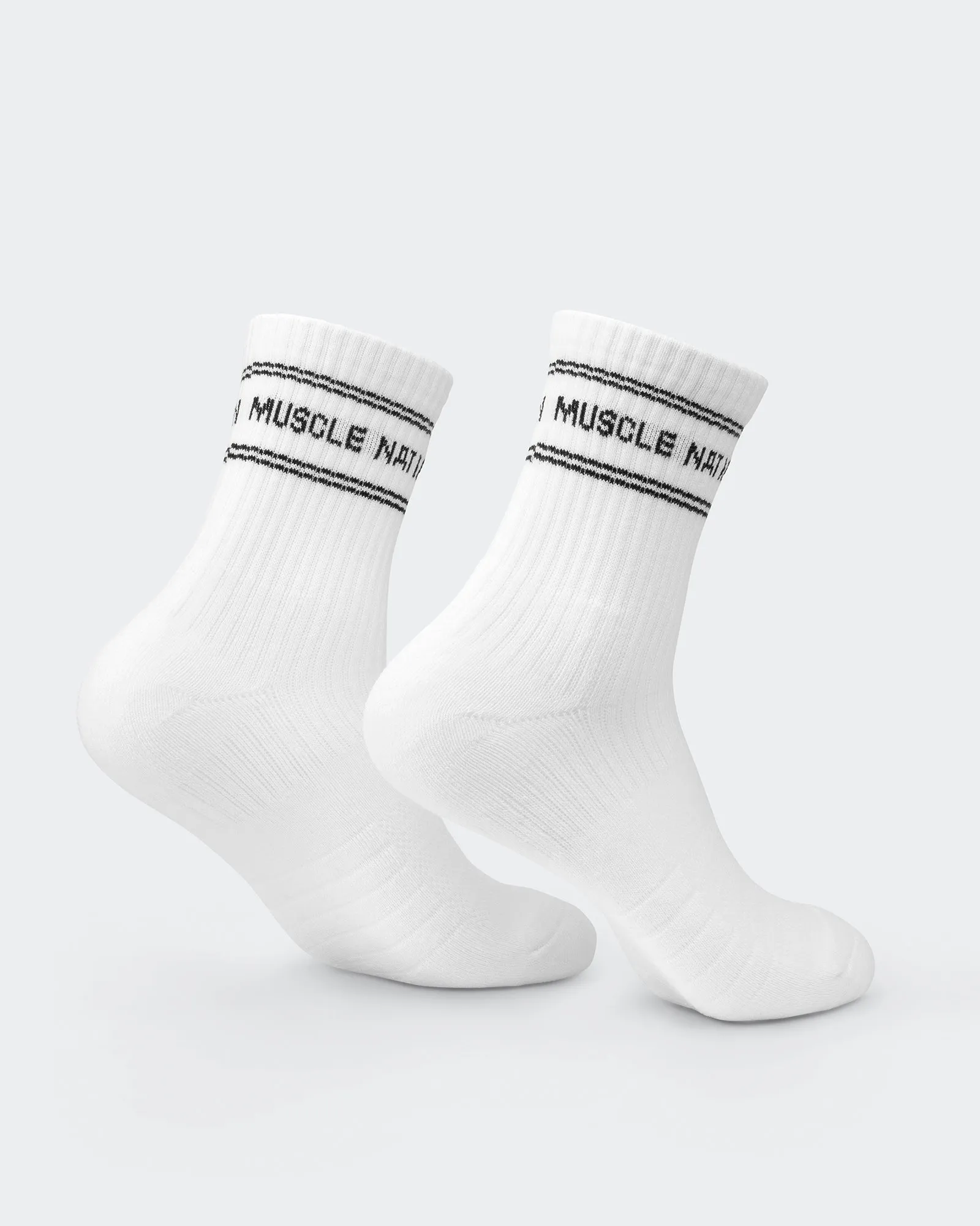 Womens Stripe Crew Sock (2x Pack) - White