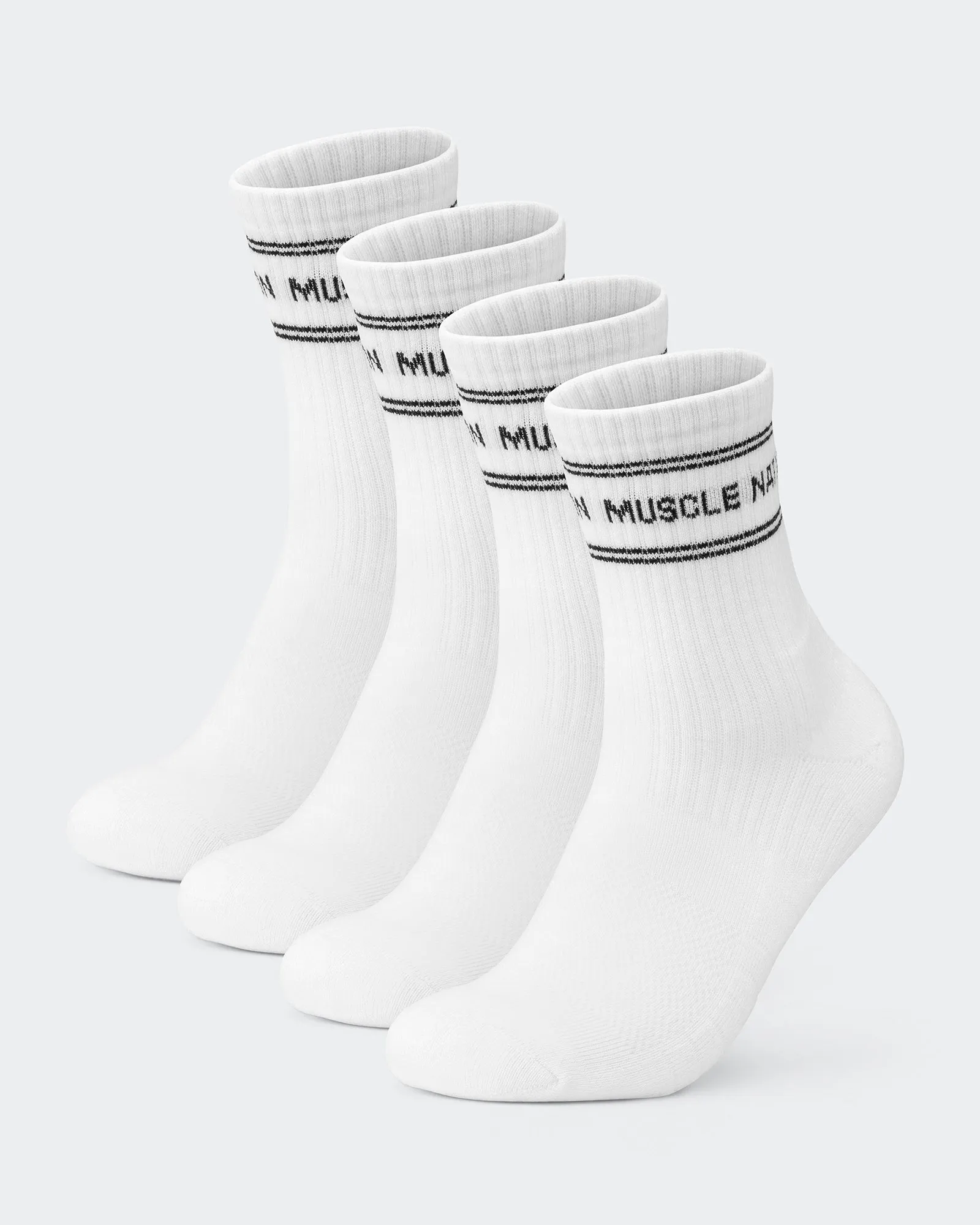 Womens Stripe Crew Sock (2x Pack) - White