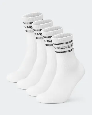 Womens Stripe Crew Sock (2x Pack) - White