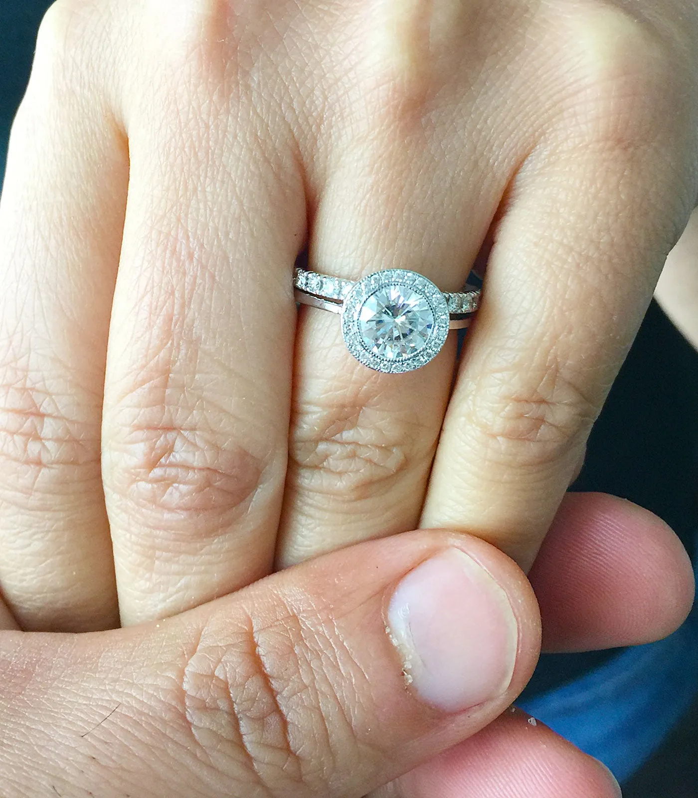 Women's Stunning 14k solid white gold round and Round cut diamond engagement ring halo natural diamonds 1.60ctw