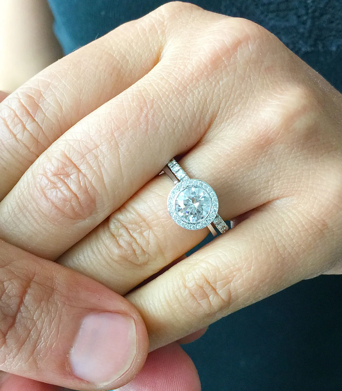 Women's Stunning 14k solid white gold round and Round cut diamond engagement ring halo natural diamonds 1.60ctw
