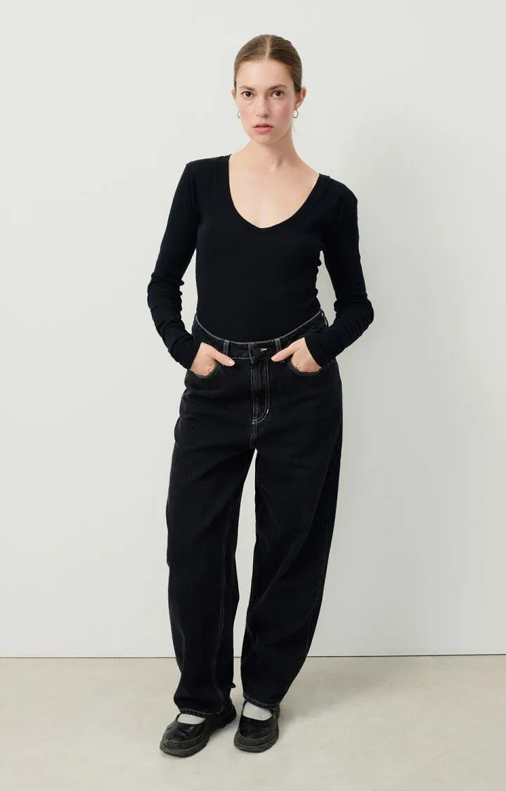 WOMEN'S T-SHIRT LS MASSACHUSETTS - NOIR