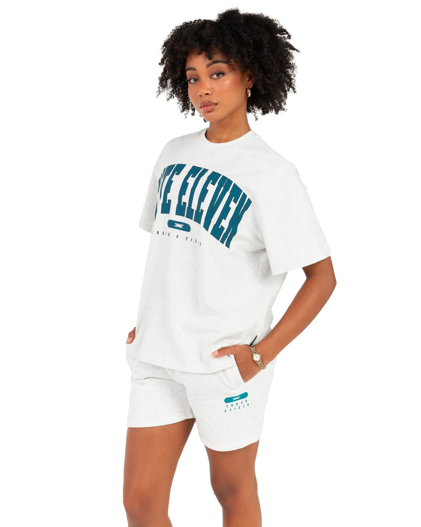 Women's Track & Field Oversized Tee - Polar Grey