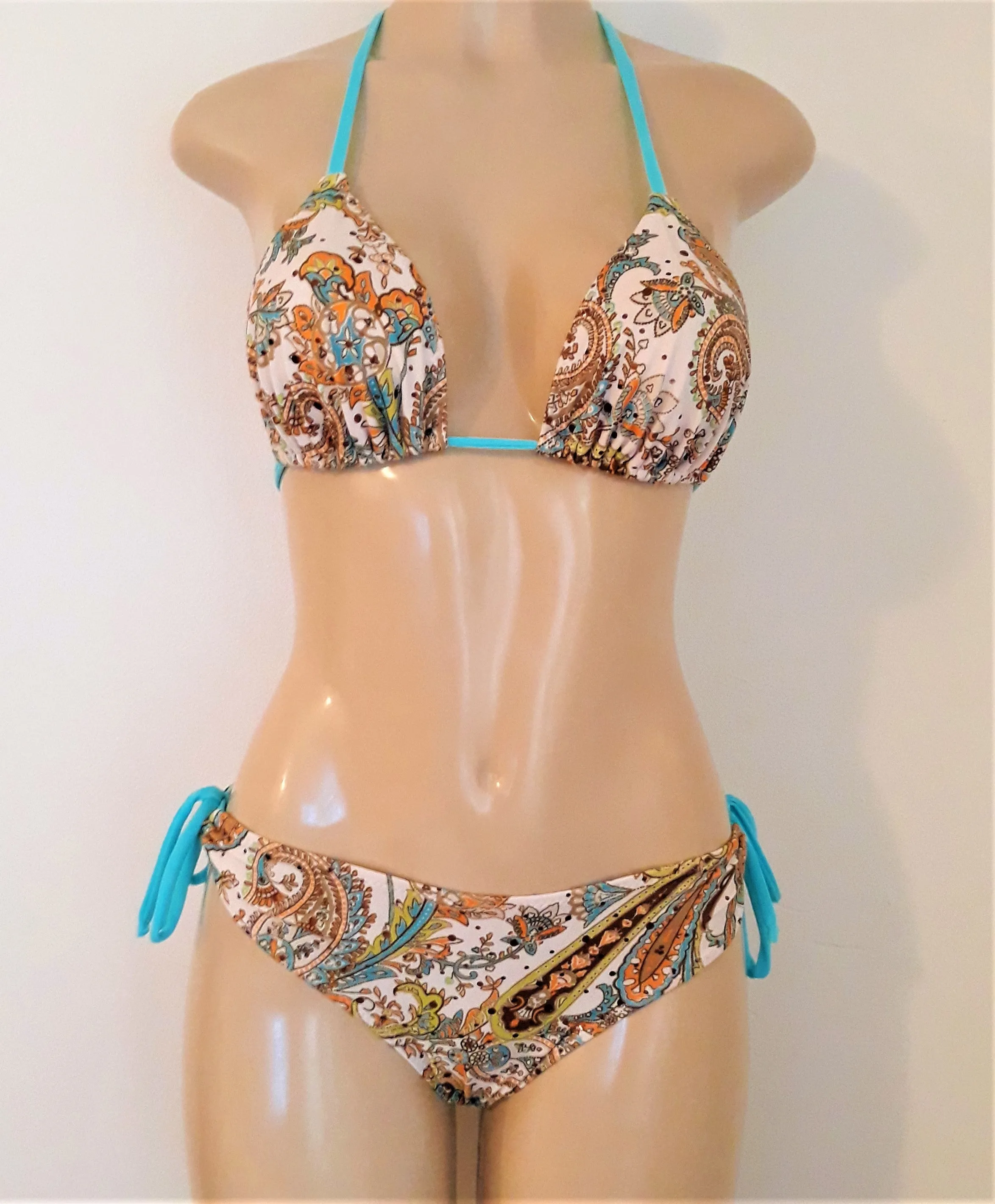 Women's triangle bikini top / Keyhole adjustable bikini bottoms