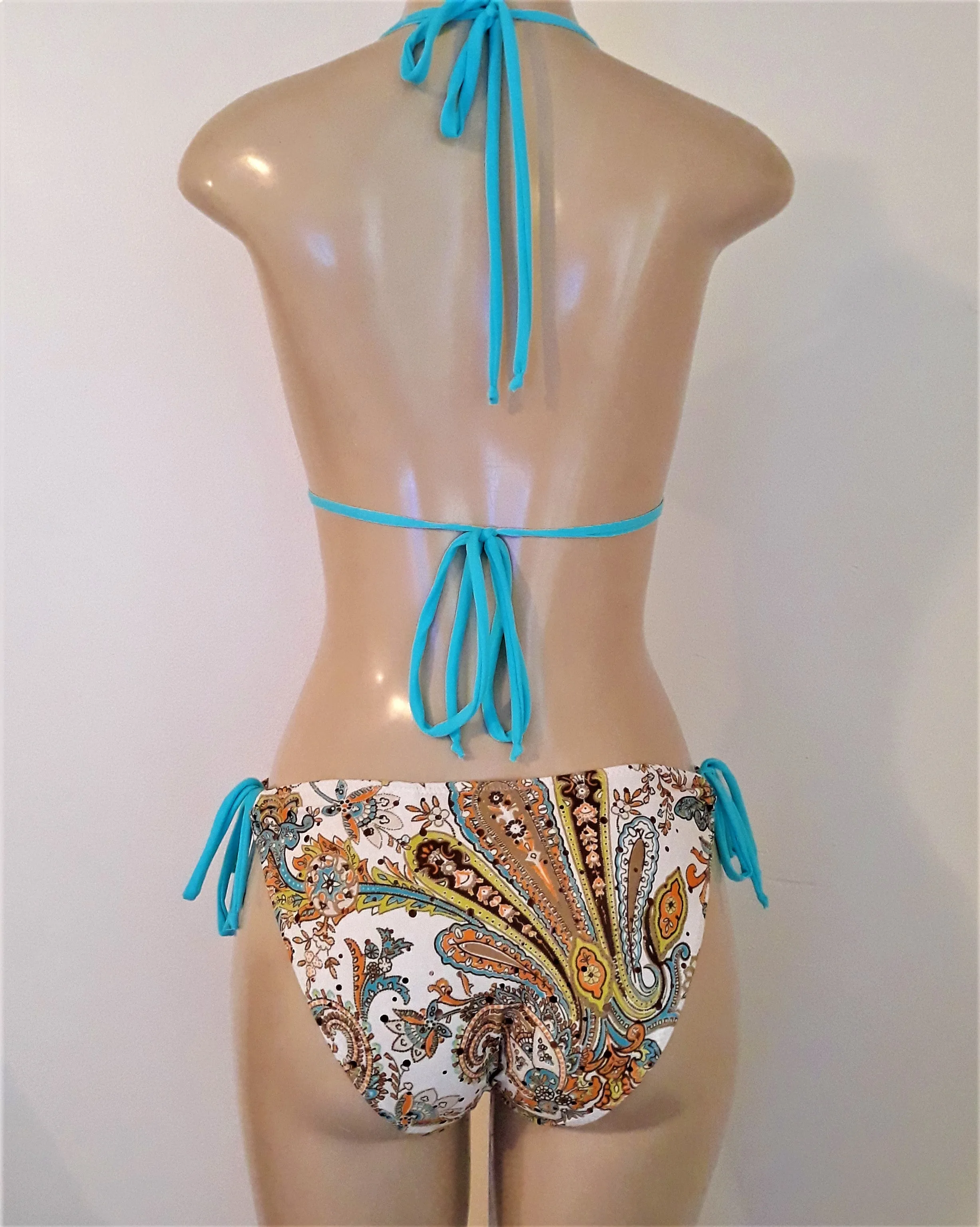 Women's triangle bikini top / Keyhole adjustable bikini bottoms