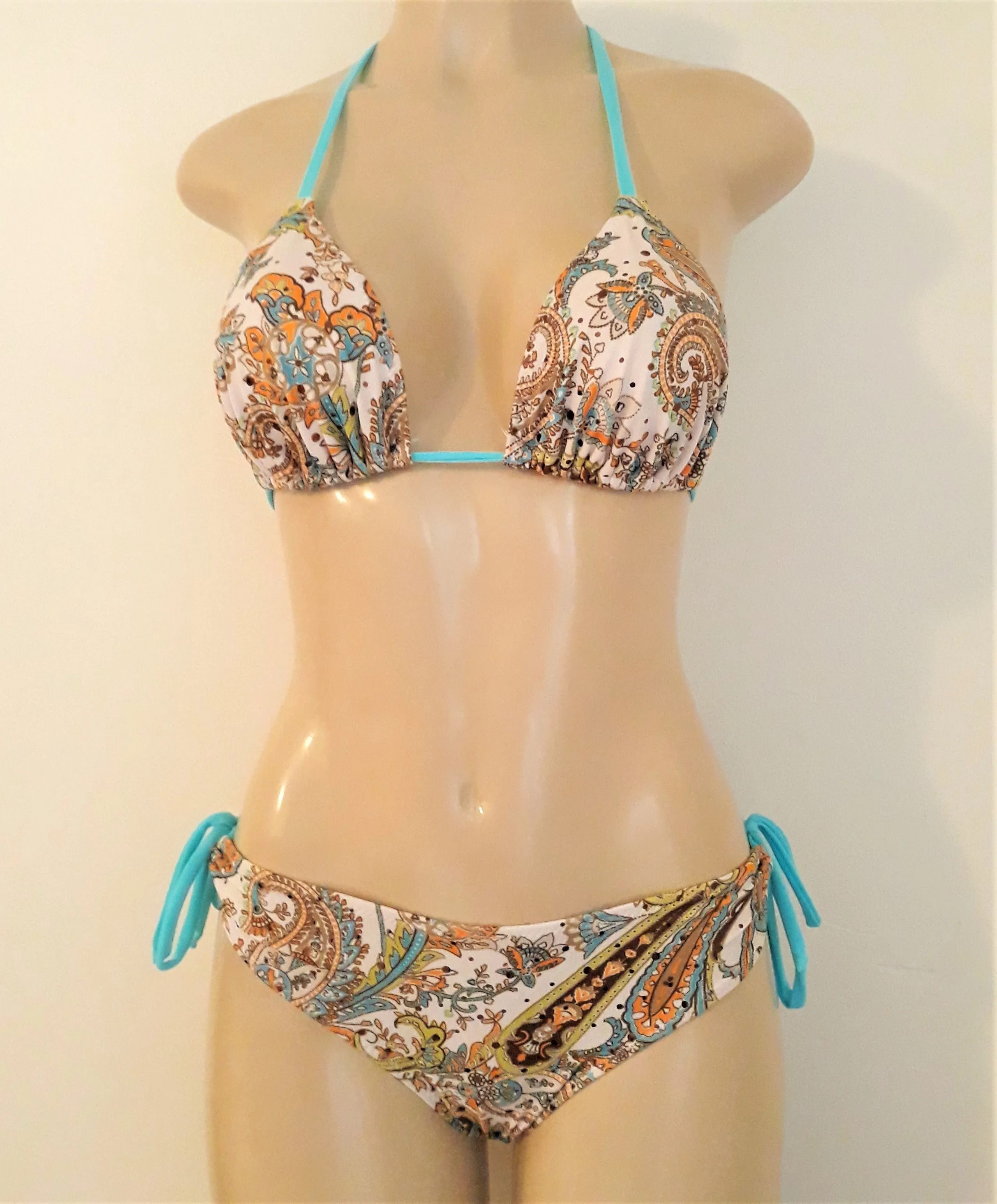 Women's triangle bikini top / Keyhole adjustable bikini bottoms