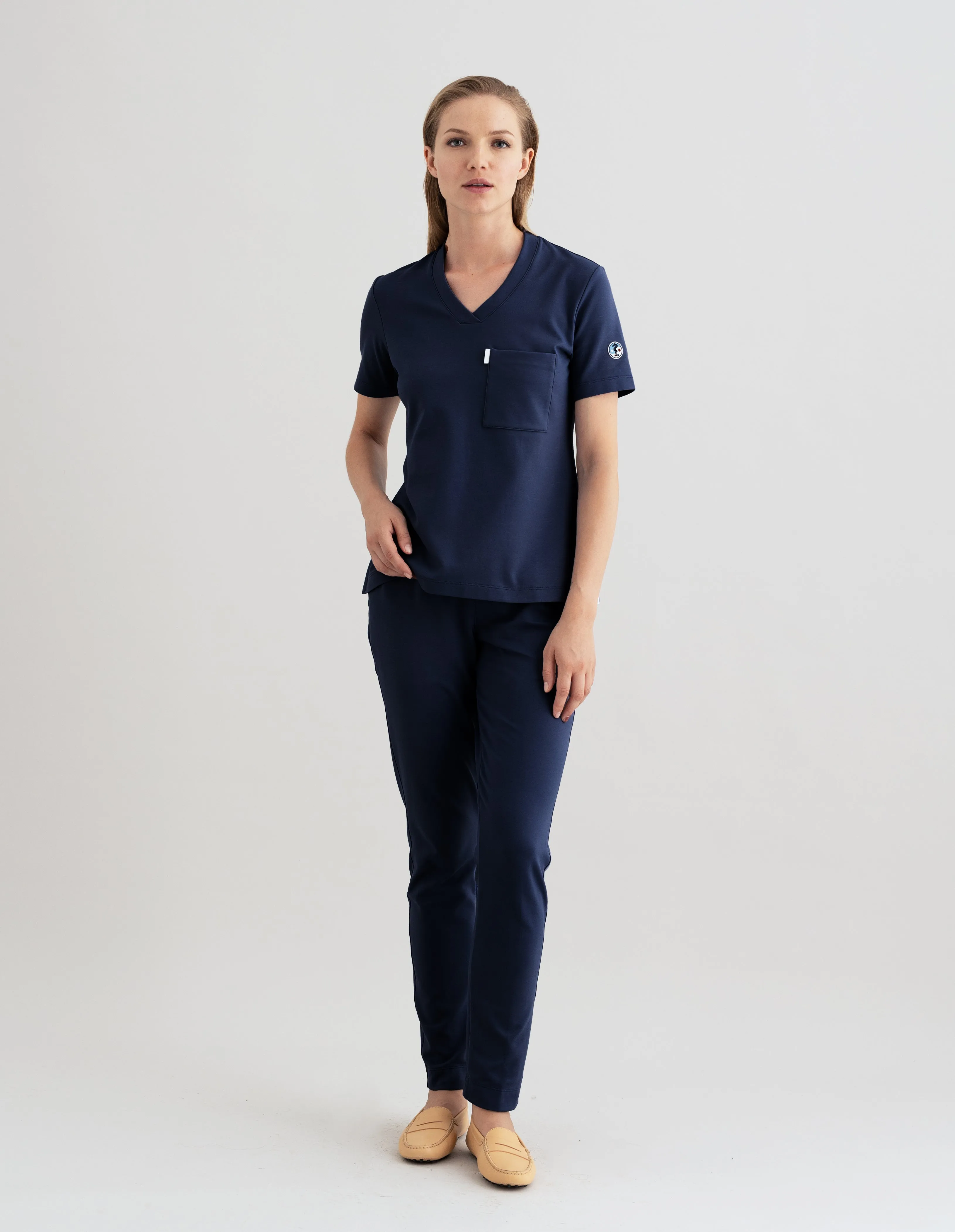 Women's V-neck Office Scrub Top | Jersey Milano