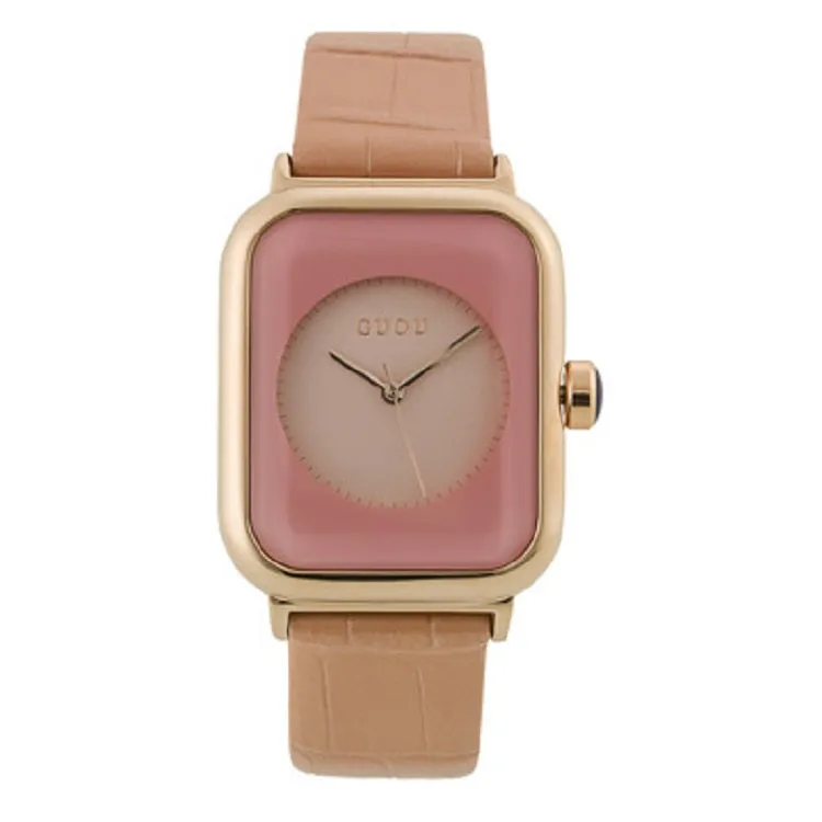 Women's Watch black square pattern dial leather strap quartz women's clothing watch