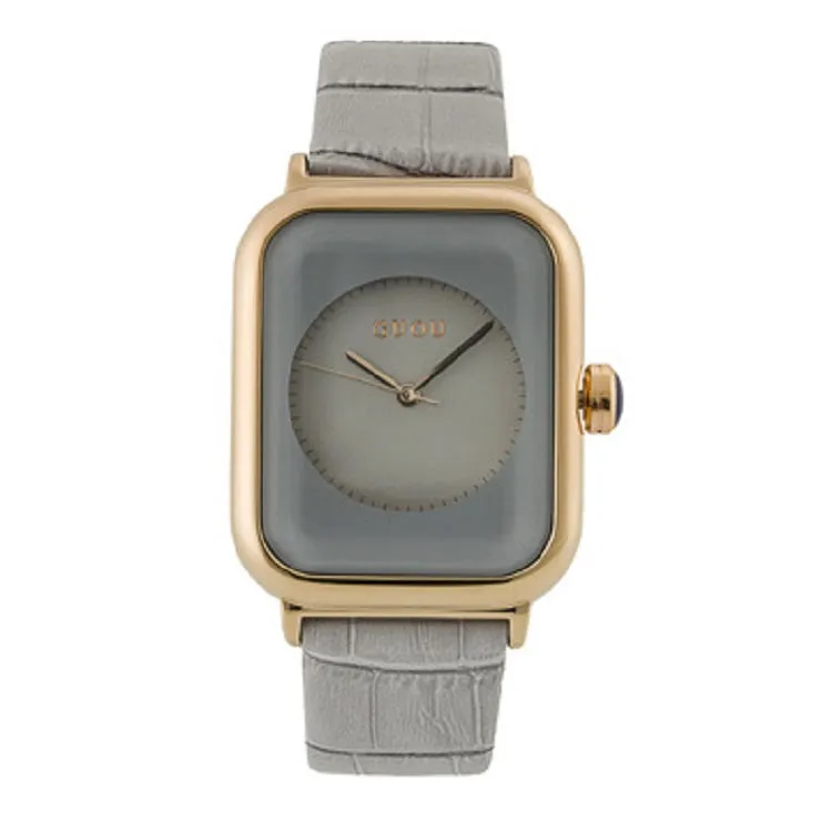 Women's Watch black square pattern dial leather strap quartz women's clothing watch