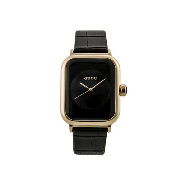 Women's Watch black square pattern dial leather strap quartz women's clothing watch