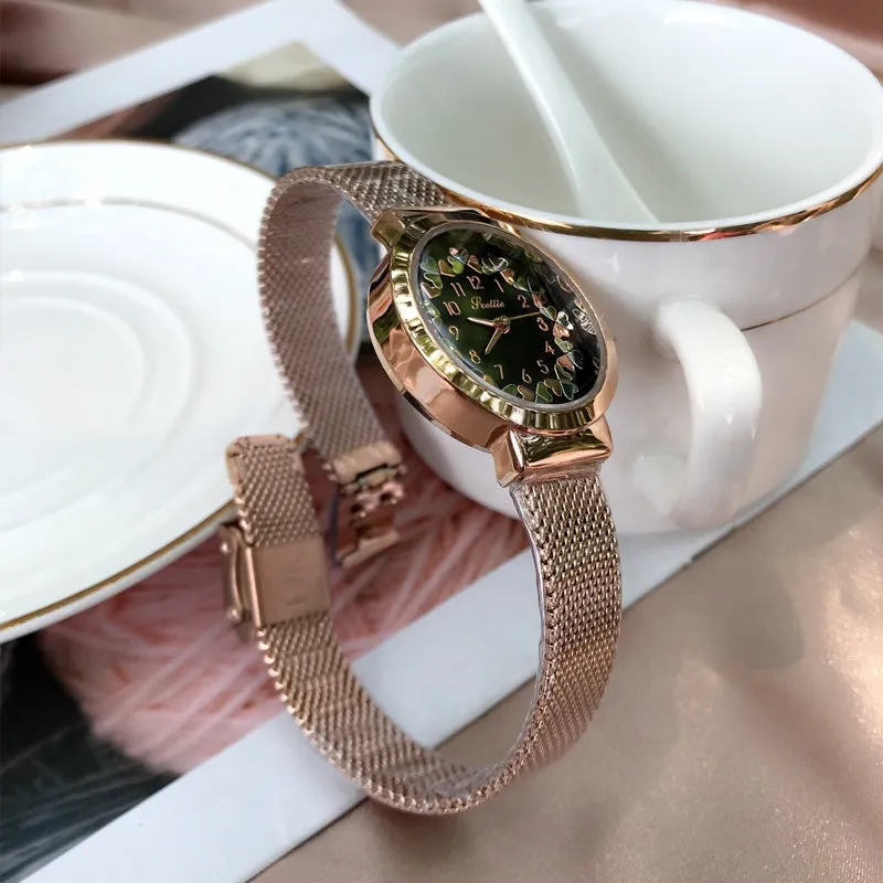 Women's Watch Love Flower Dial Milan mesh Casual watch