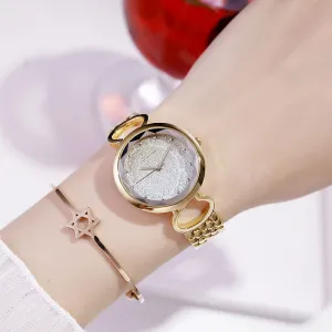 Women's Watch Round Diamond Gradient Dial Bracelet Simple Watch