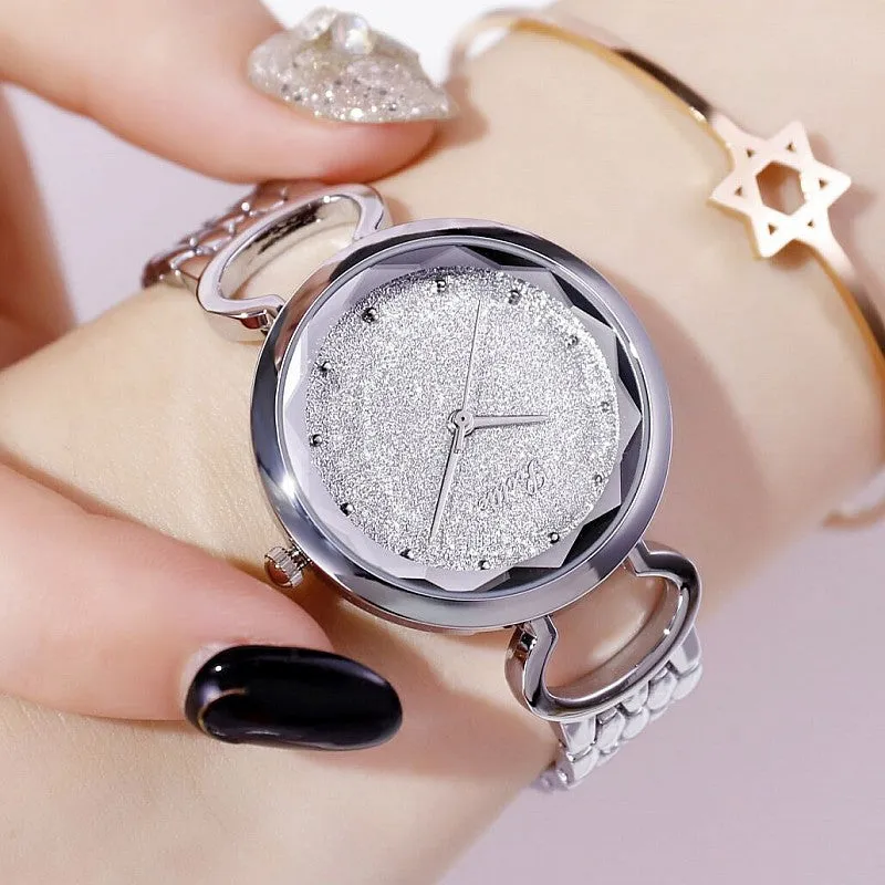 Women's Watch Round Diamond Gradient Dial Bracelet Simple Watch