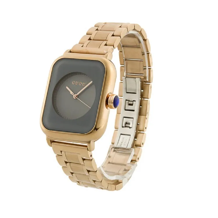 Women's Watch square purple dial stainless steel strap quartz simple watch