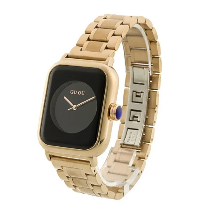 Women's Watch square purple dial stainless steel strap quartz simple watch