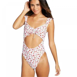 Xhilaration Women's Cinch-Front Cut-Out One Piece Swimsuit