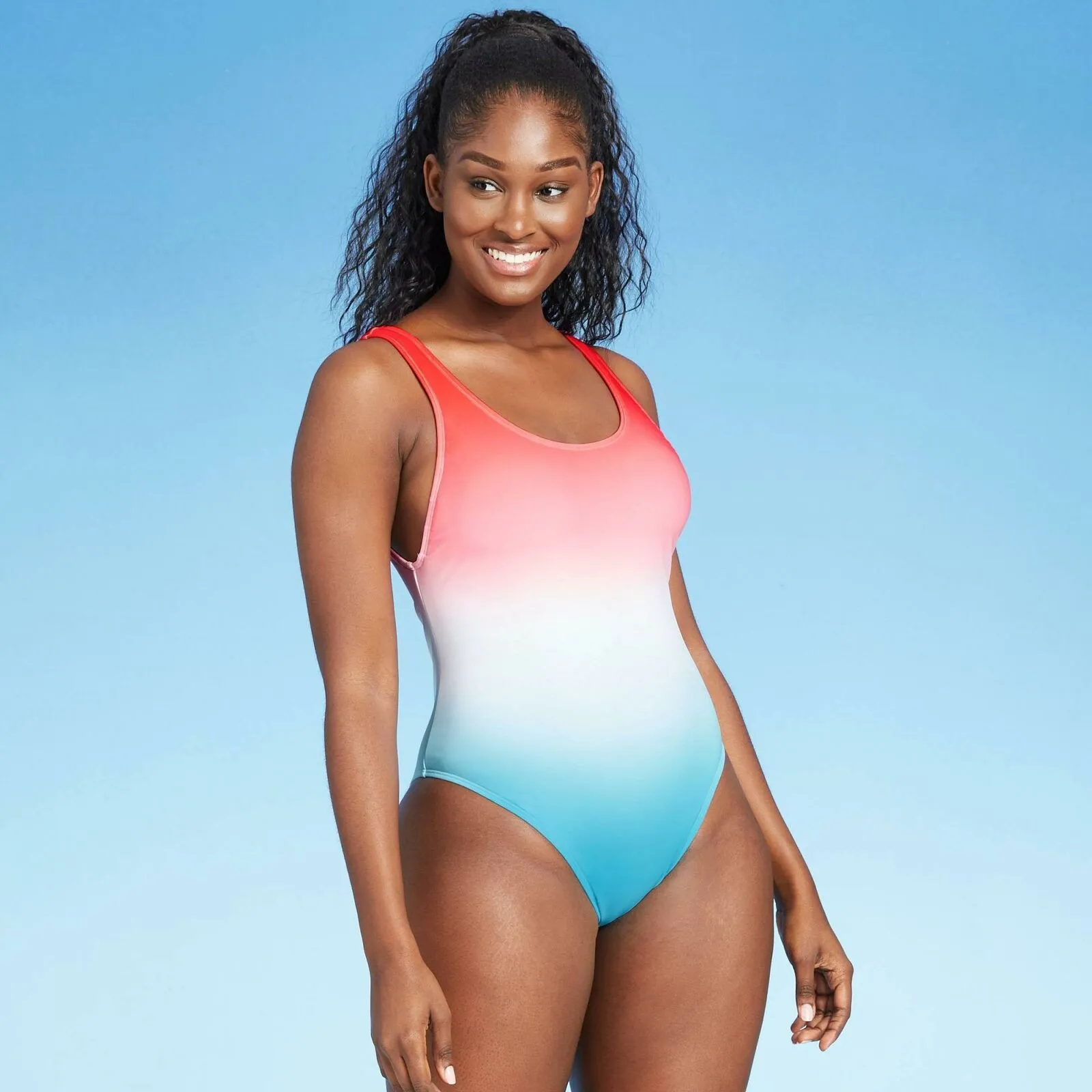 Xhilaration Women's Ombre Dyed One Piece Swimsuit Multicolor Small