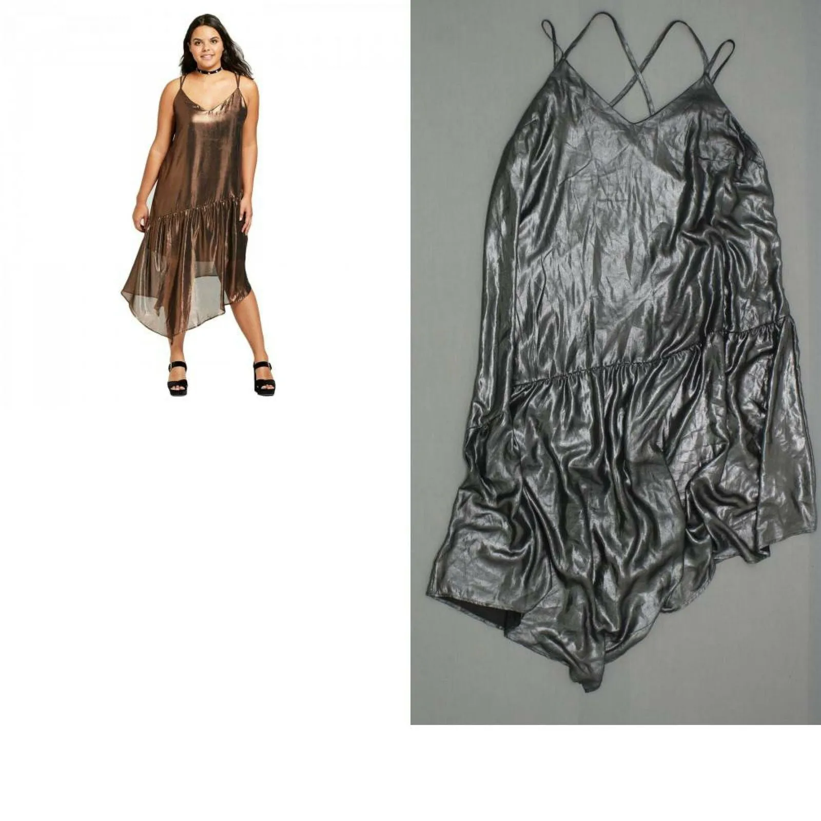 Xhilaration Women's Plus Size Metallic Asymmetrical Dress 1X