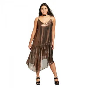 Xhilaration Women's Plus Size Metallic Asymmetrical Dress 1X