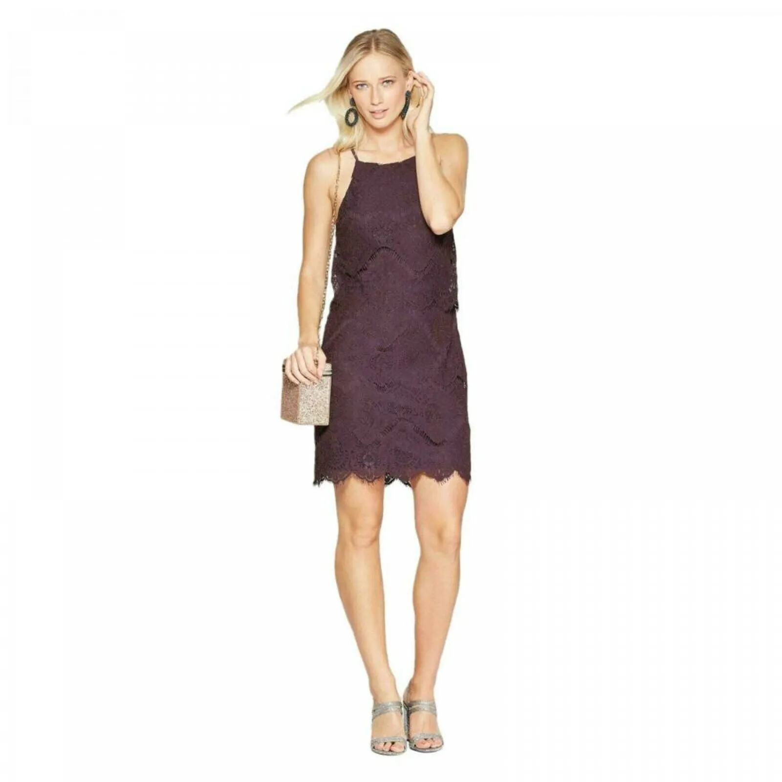 Xhilaration Women's Strappy Allover Lace Dress