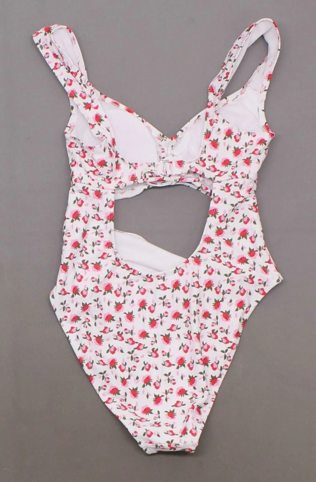 Xhilaration Women's Tie Ruched Front One Piece Swimsuit White Medium