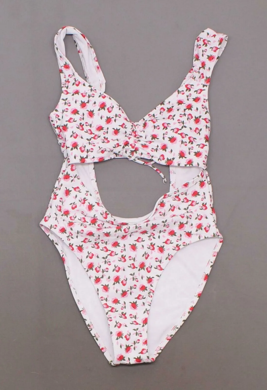 Xhilaration Women's Tie Ruched Front One Piece Swimsuit White Medium