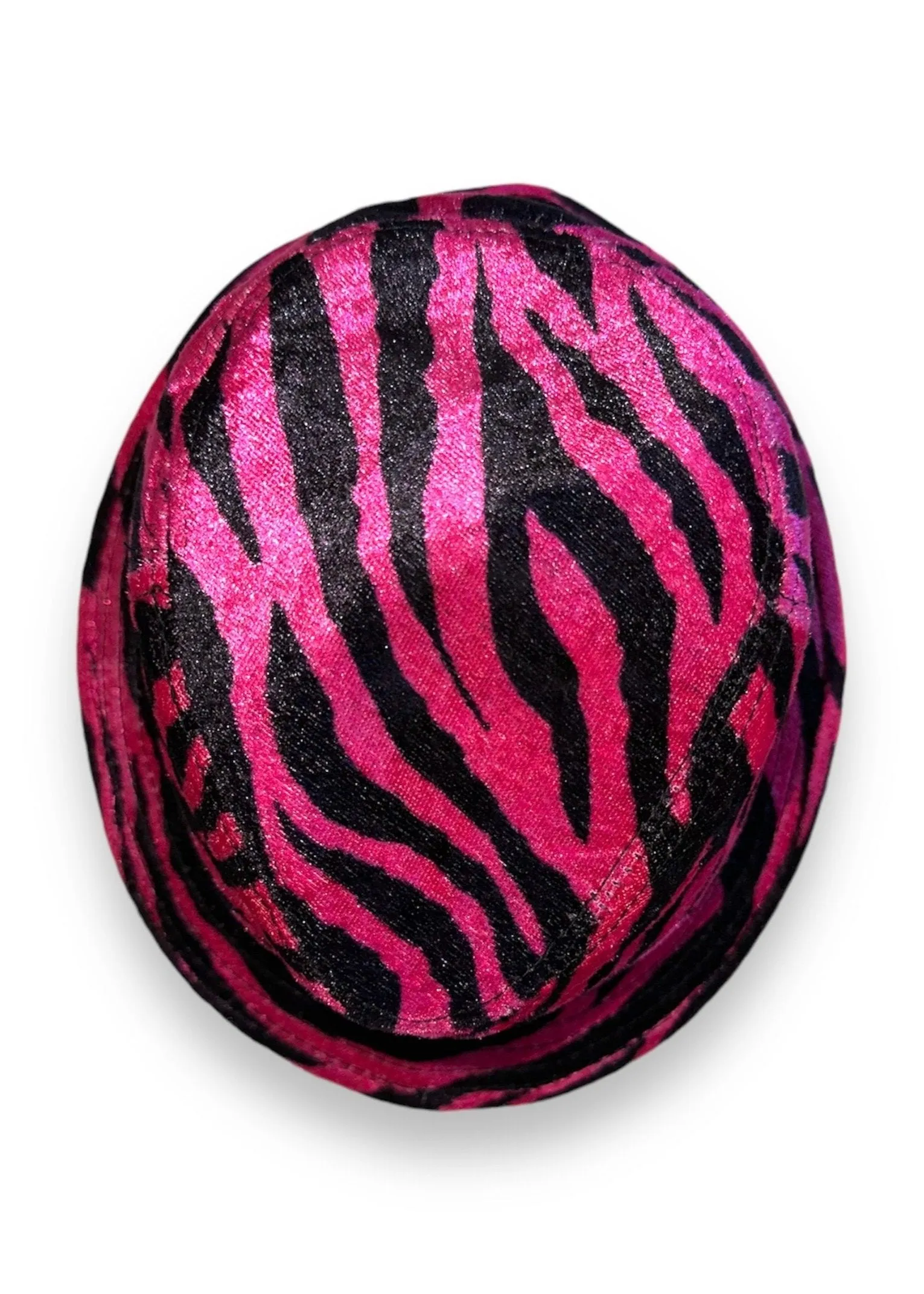 Y2K Mob Wife Velvet Pink Zebra Fedora Gangster Costume Accessory | Cosplay Fedora